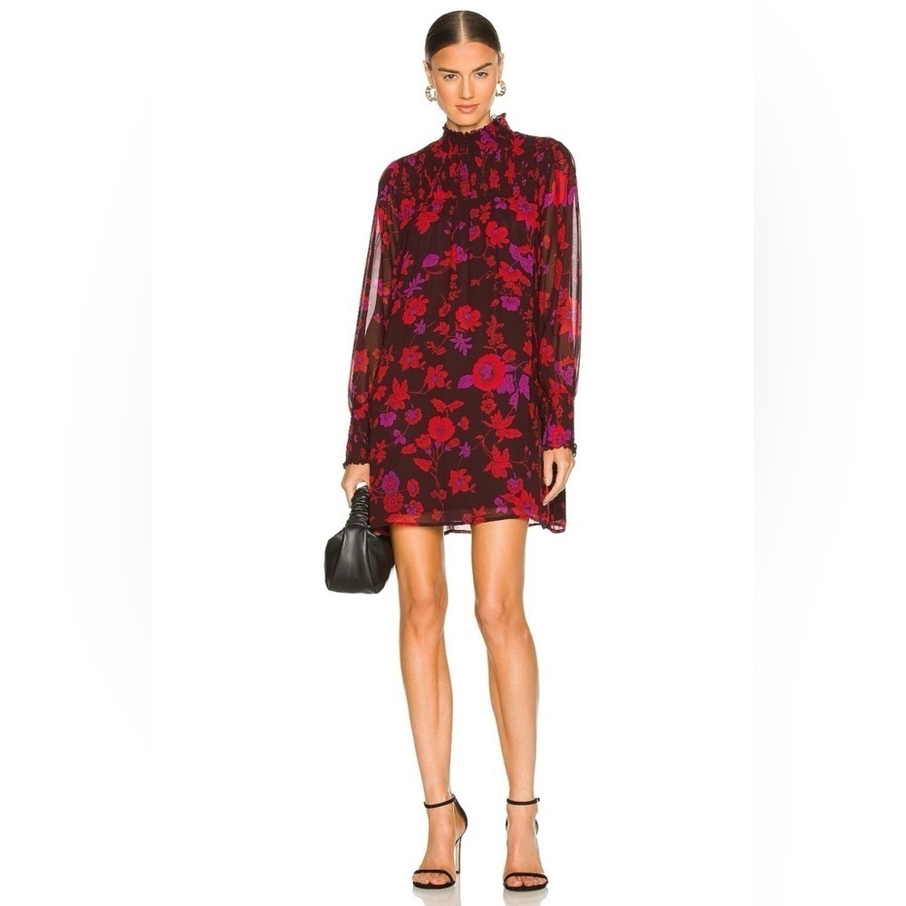 Sanctuary NIGHT WISH Sparks Fly Floral Printed Smocked Shift Dress Size Small - Picture 10 of 10